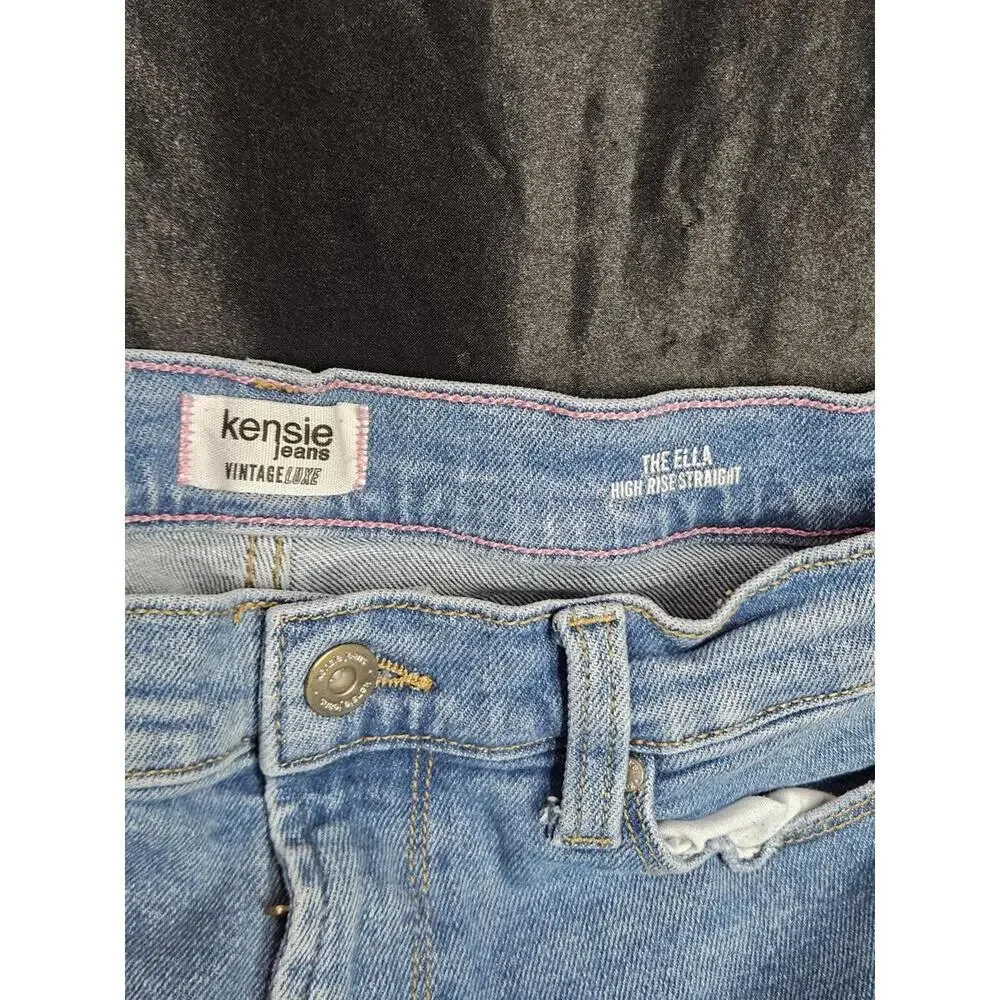 Kensie VintageLuxe Ella High Rise Straight Jeans Women 10/30 Light Wash D/10 - Picture 3 of 5